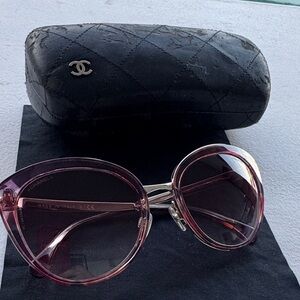 Authentic CHANEL Purple Pink Cat Sunglasses